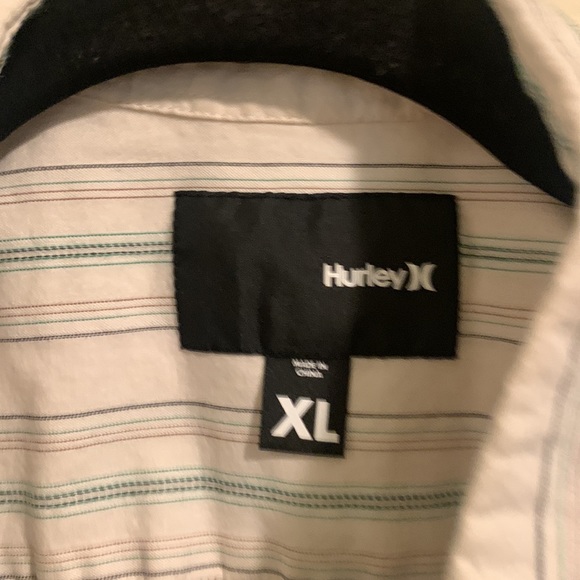 Hurley Shirt Button Front Short Sleeved Striped Men's Size X Large - Picture 3 of 3